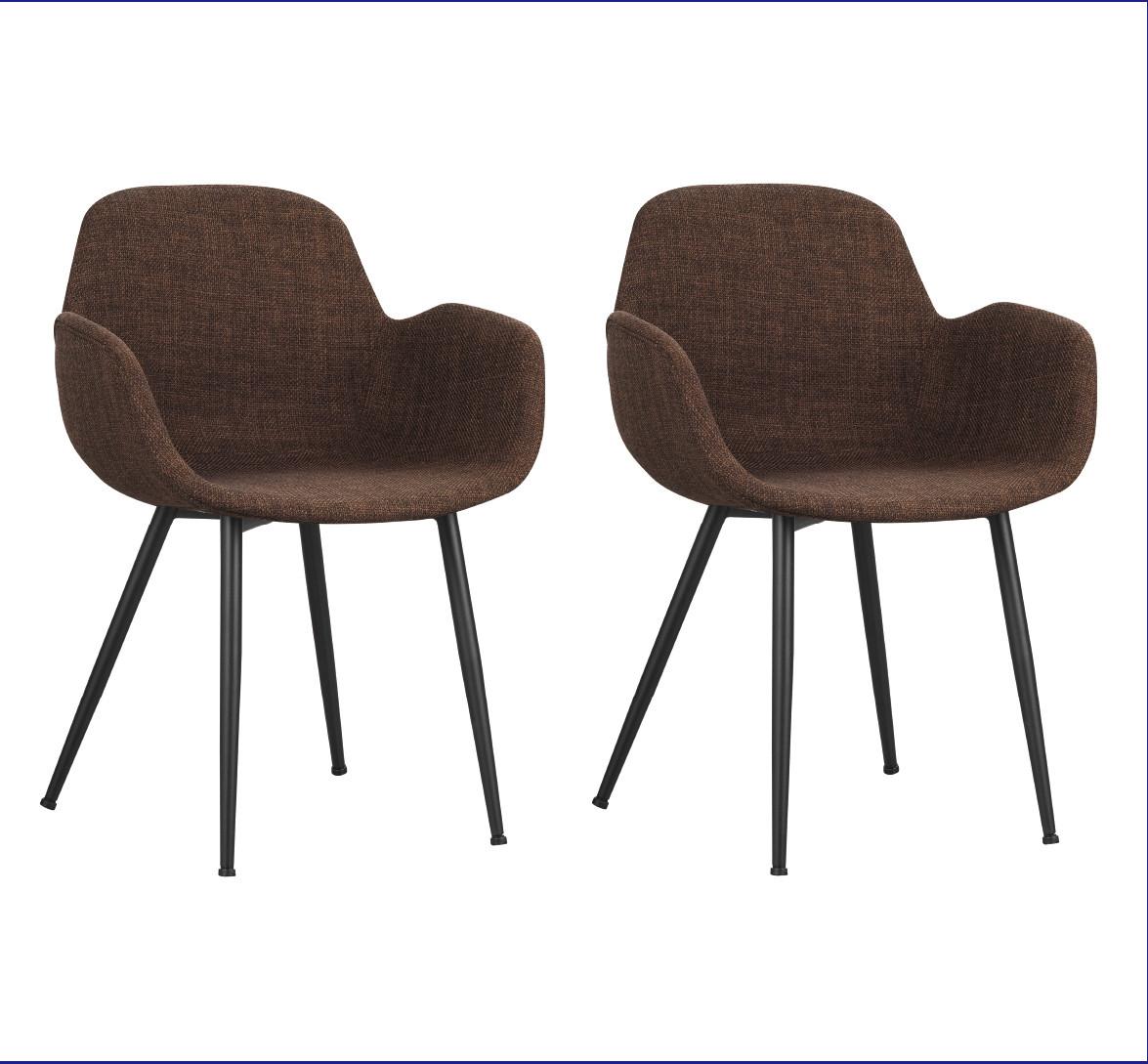 Armlehnstuhl-Set Angers Braun B: 57 cm - Schwarz/Braun, MODERN, Textil/Metall (57/79,5/54,5cm) - MID.YOU