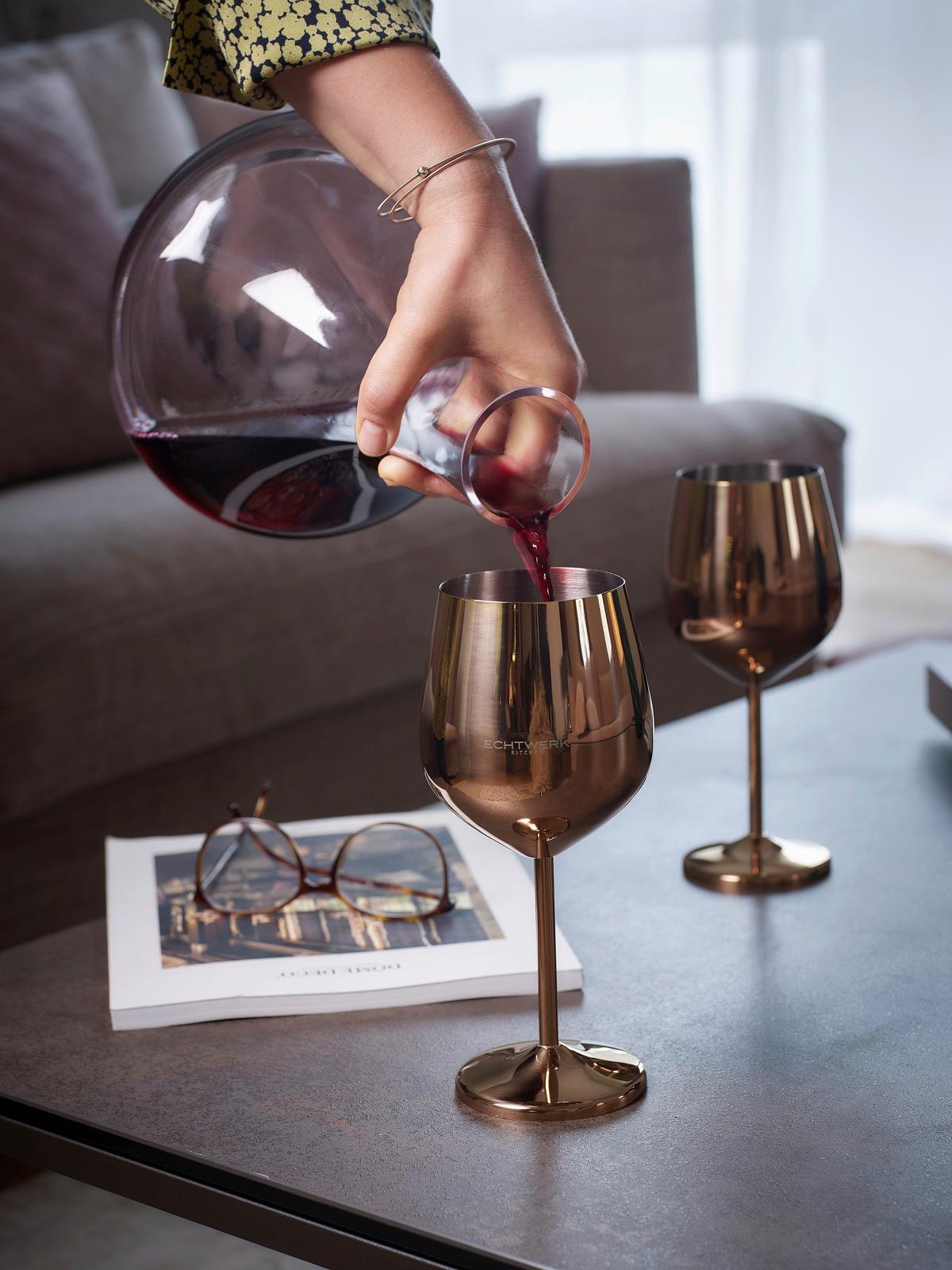 Weingläser Echtwerk Metall, Kupferfarben, Je 500ml - Kupferfarben, Basics, Metall (9,3/4,5/21cm) - Echtwerk