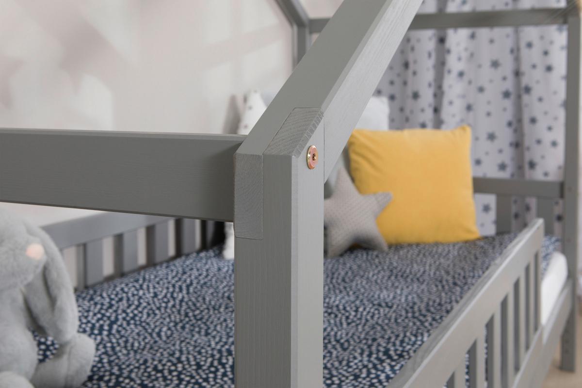 Hausbett Lou Hellgrau B: 120 Cm - Hellgrau/Naturfarben, MODERN, Holz (120/200cm) - MID.YOU