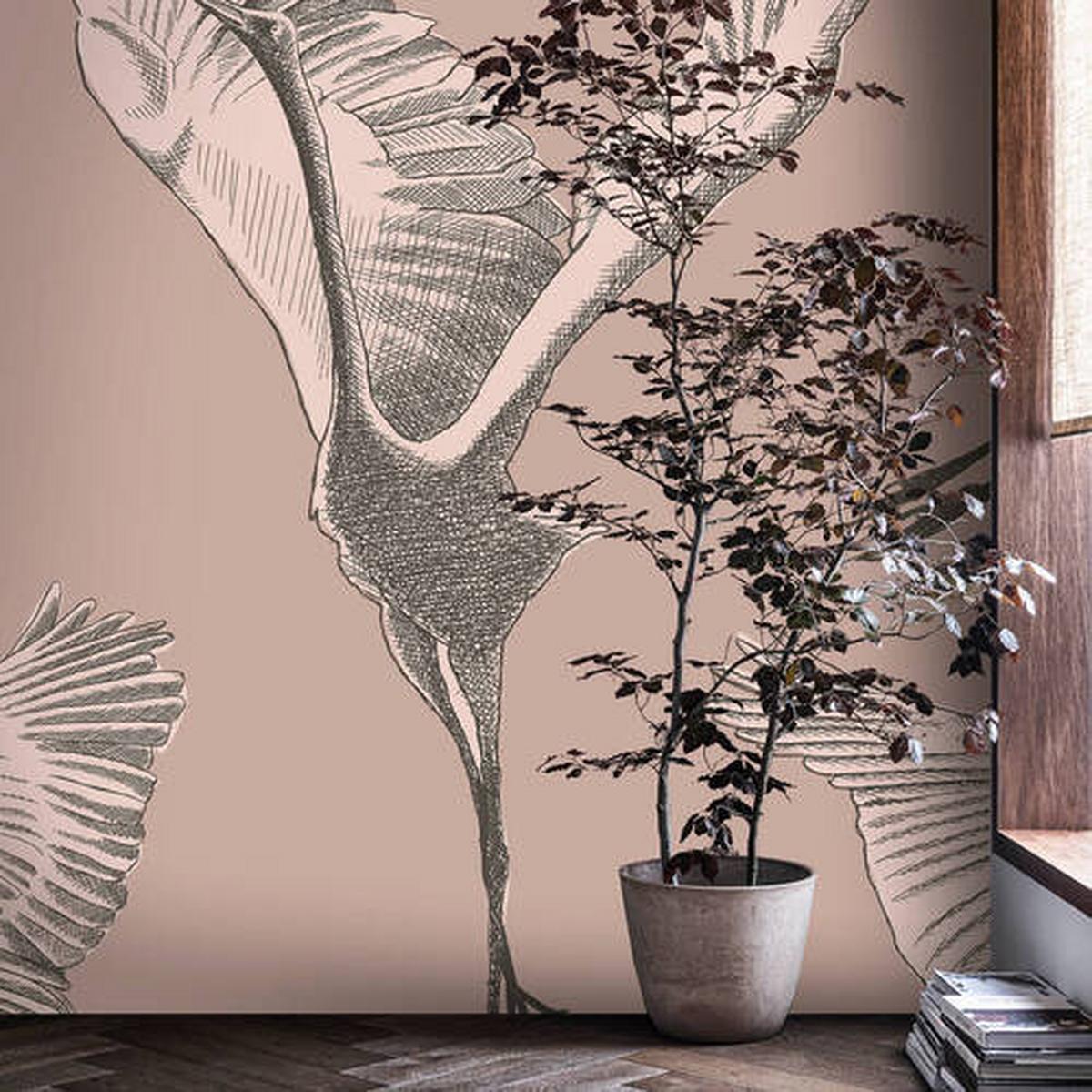 Fototapete Graphic Nature - Schwarz/Weiß, Trend, Papier/Kunststoff (300/280cm)