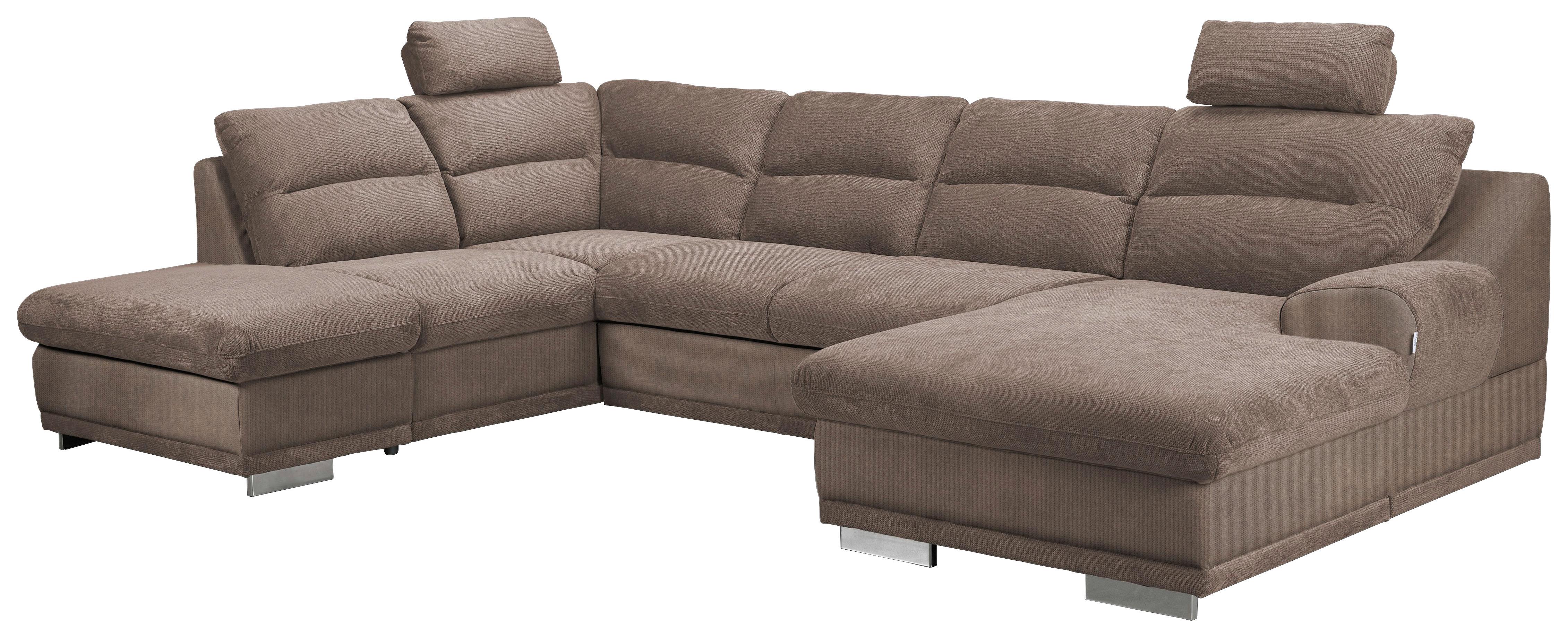 Sedací souprava do U SEASIDE, levá, cappuccino - cappuccino/barvy chromu, Konvenční, kov/textil (218/334/165cm)