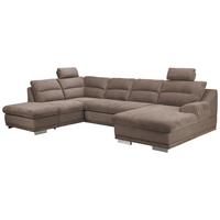 Sedací souprava do U SEASIDE, levá, cappuccino - cappuccino/barvy chromu, Konvenční, kov/textil (218/334/165cm)