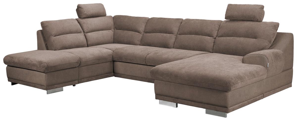 Sedací souprava do U SEASIDE, levá, cappuccino - cappuccino/barvy chromu, Konvenční, kov/textil (218/334/165cm)