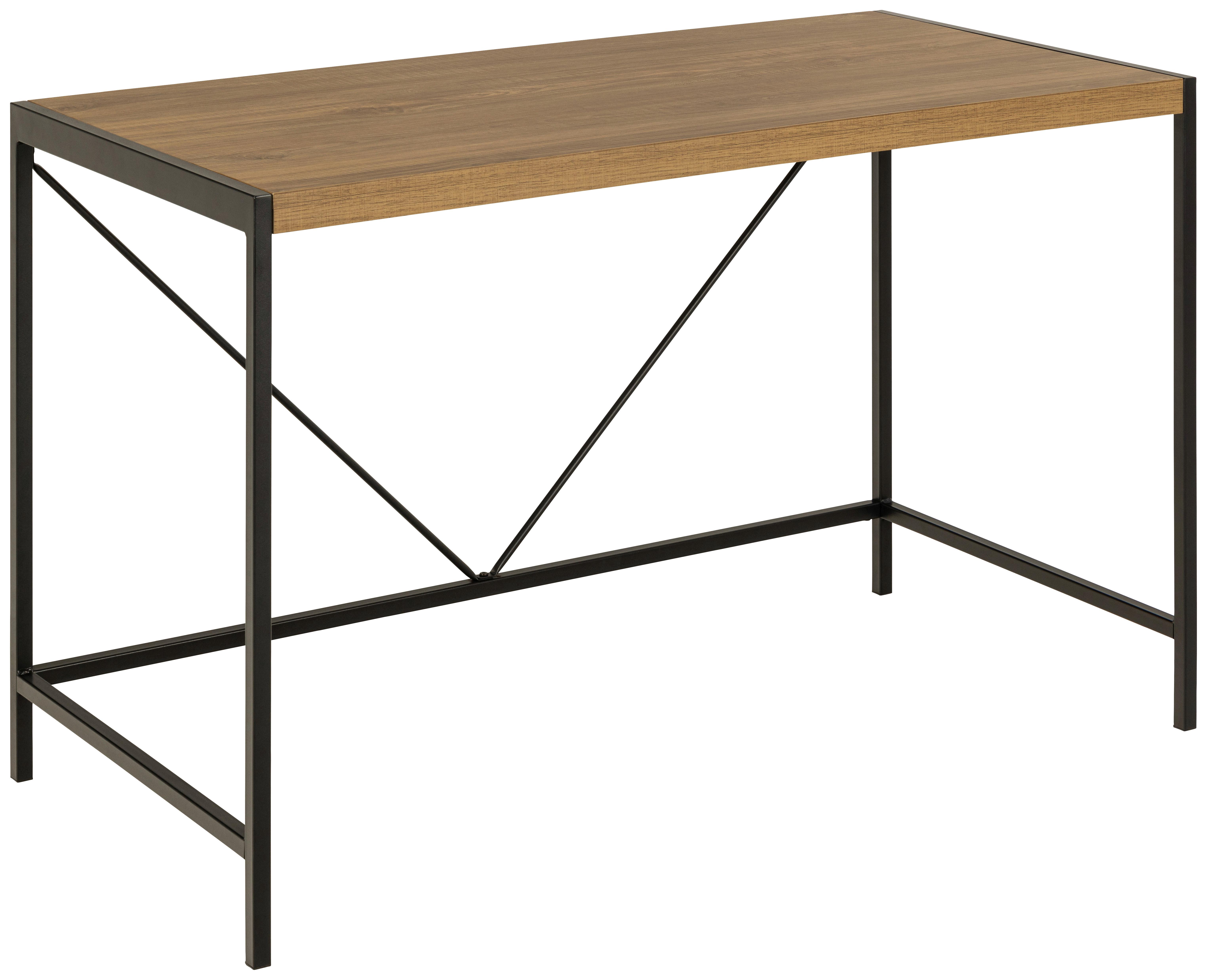 Schreibtisch Bahamas 104776 - Eichefarben/Schwarz, Design, Holzwerkstoff/Metall (120/60/75cm) - MID.YOU