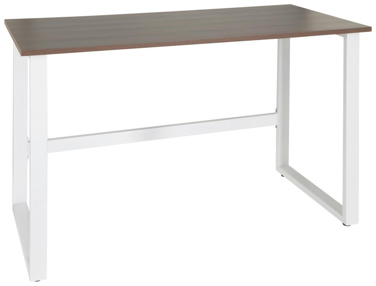 Schreibtisch Workspace Light I Weiß/Walnus Dekor - Walnussfarben/Weiß, Basics, Holzwerkstoff/Metall (120/60/76cm) - MID.YOU
