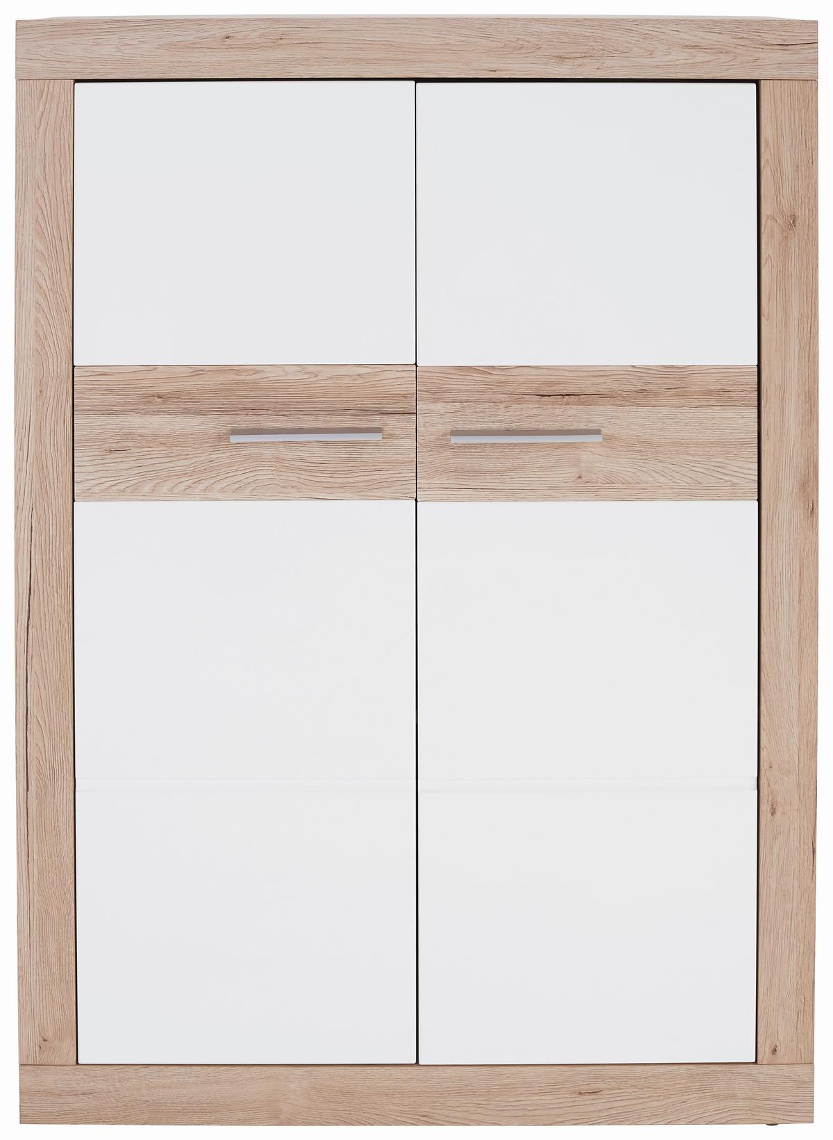 Highboard B: 96 Cm Malta, San Remo Eiche Dekor/weiß - Eichefarben/Schwarz, MODERN, Holz (96/132/35cm)