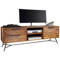 Sideboard Sheesham Sheeshamfarben/schwarz B:160cm - Sheeshamfarben/Schwarz, Design, Holz (160/54/40cm) - MID.YOU