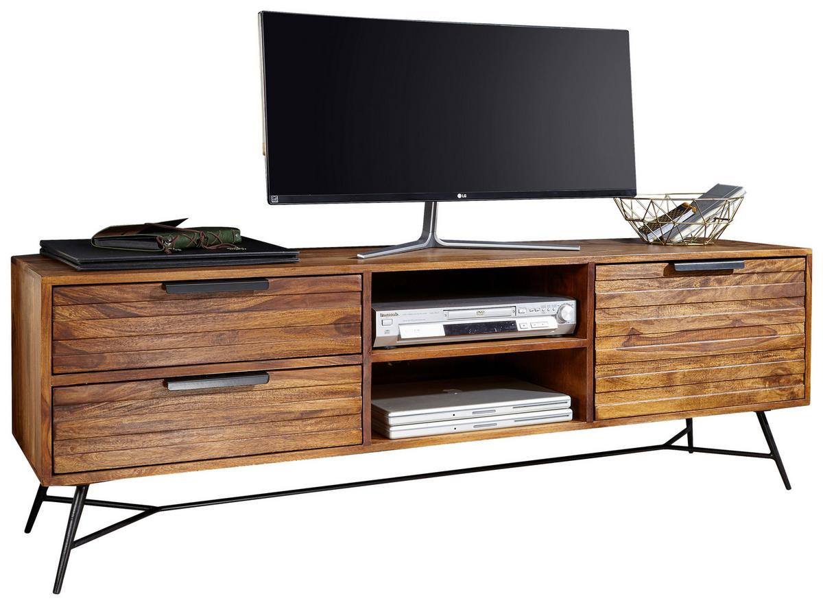 Sideboard Sheesham Sheeshamfarben/schwarz B:160cm - Sheeshamfarben/Schwarz, Design, Holz (160/54/40cm) - MID.YOU