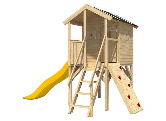 Stelzenspielhaus Holz mit Kletterwand Natur Nele 6 - Gelb/Naturfarben, MODERN, Holz (123/275/173cm) Stelzenspielhaus Holz mit Kletterwand Natur Nele 6 - Gelb/Naturfarben, MODERN, Holz (123/275/173cm)