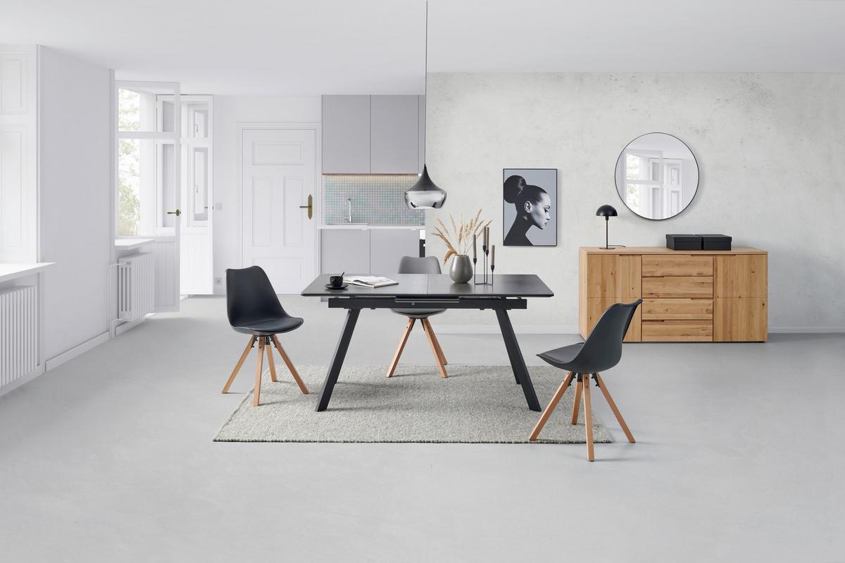 Esstisch Tea - Anthrazit/Schwarz, LIFESTYLE, Keramik/Holzwerkstoff (160-200/76/90cm) - MID.YOU