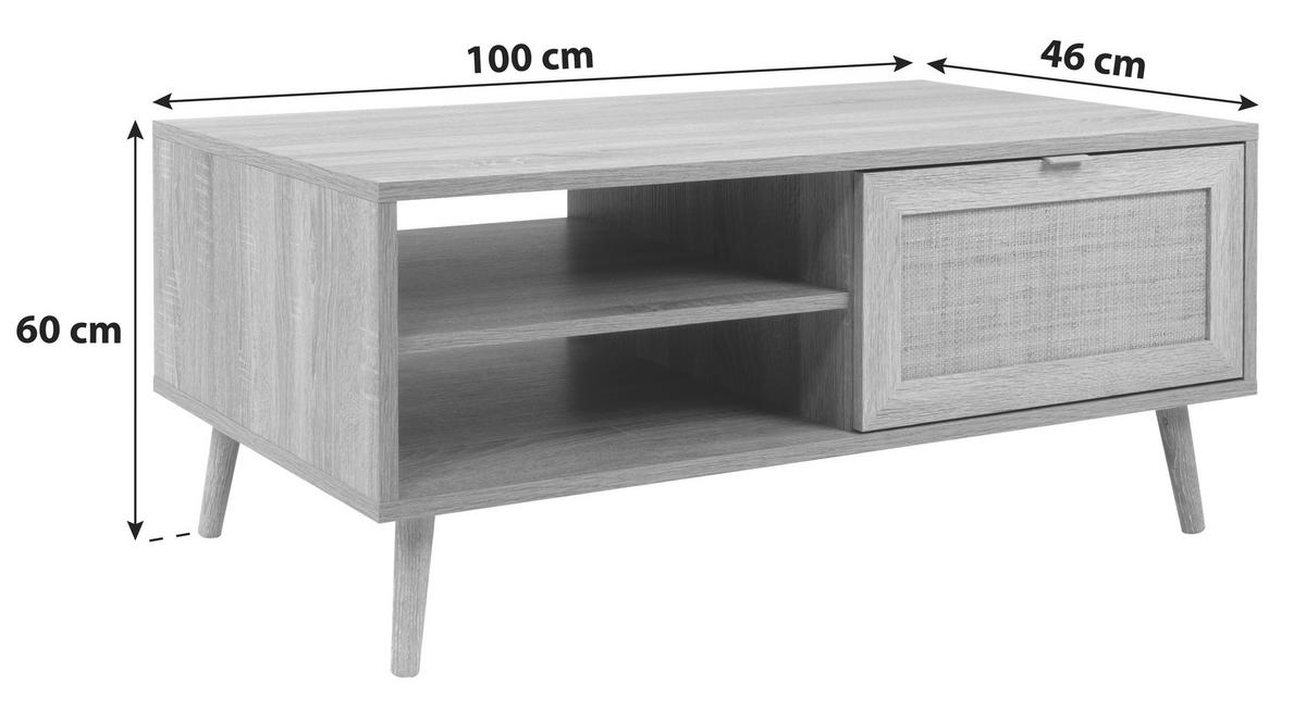 Couchtisch mit Drehtür und Fächer Bali, Eichefarben - Sonoma Eiche, Natur, Holz/Holzwerkstoff (100/60/46cm) - MID.YOU