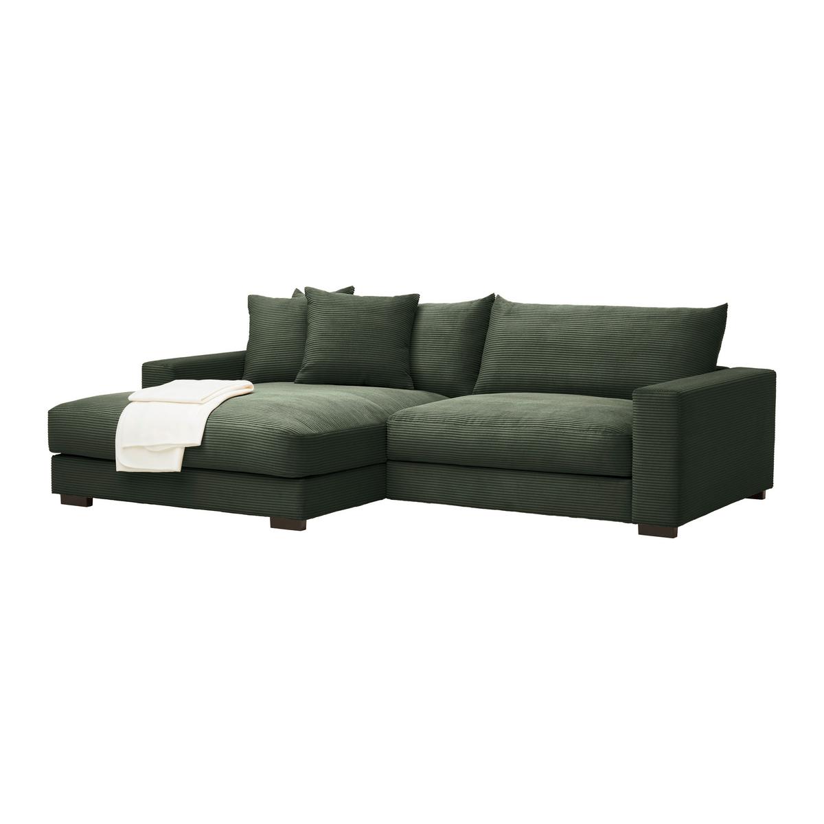 Rohová sedačka PEDRO, levá, tmavě zelený manšestr - tmavě zelená, Moderní, textil (180/265cm) - Mömax