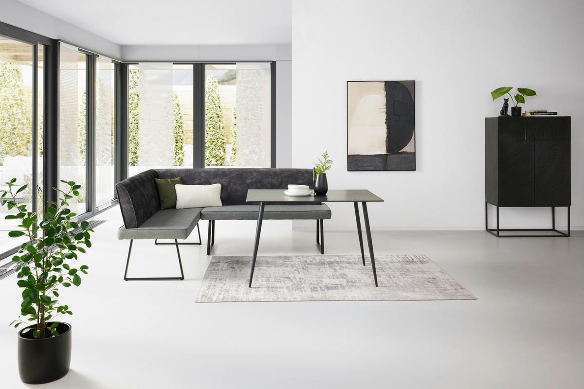 Eckbank Rab Dunkelgrau Eisen Schwarz, 155x205 Cm - Dunkelgrau/Schwarz, KONVENTIONELL, Holz/Textil (155/205cm) - MID.YOU