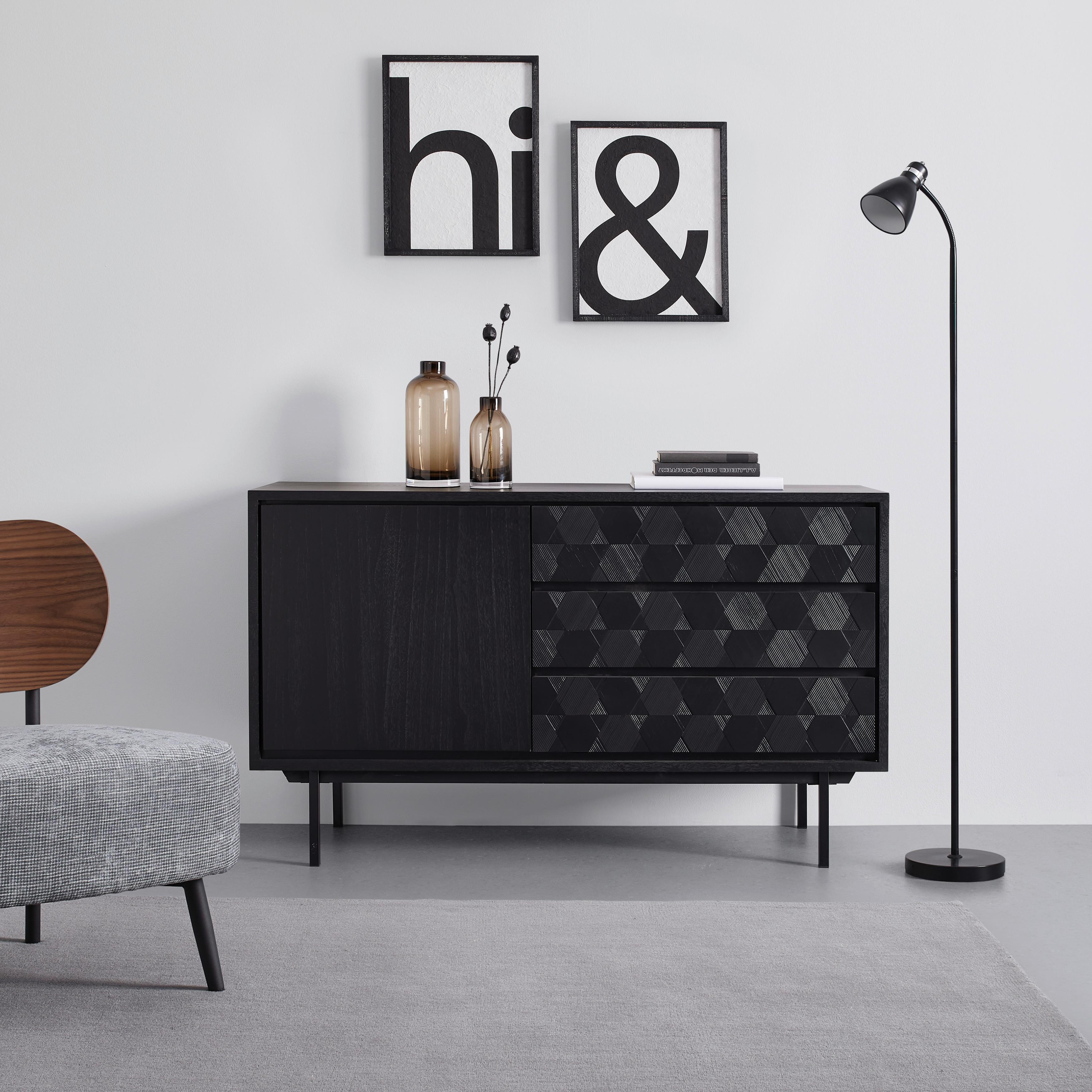 Příborník Roma Černý - černá, Moderní, kov/dřevo (131,5/77/42cm) - Bessagi Home