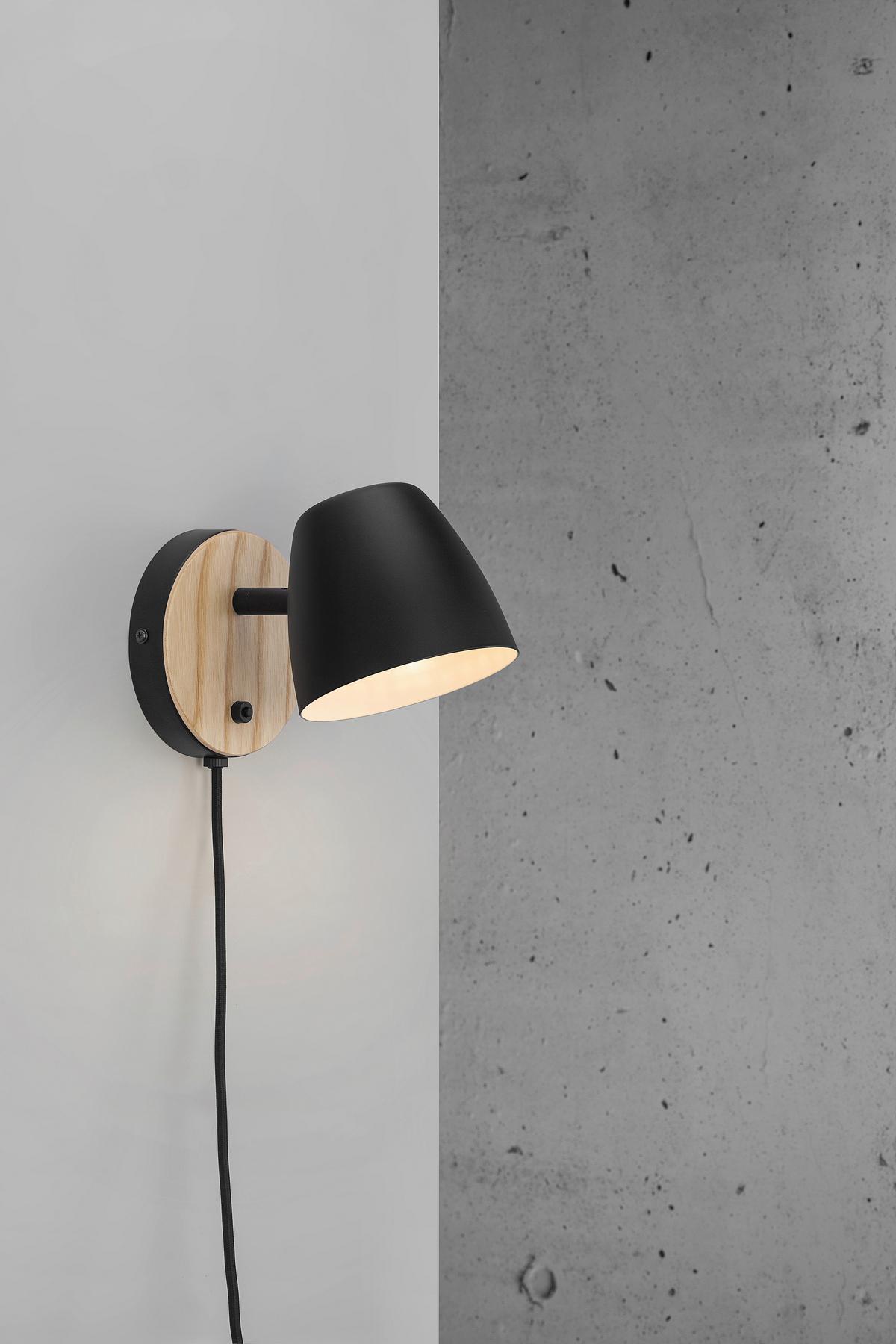 Wandleuchte Schwarz L: 13 cm - Schwarz, Design, Holz/Metall (13/13/20,7cm) - Nordlux