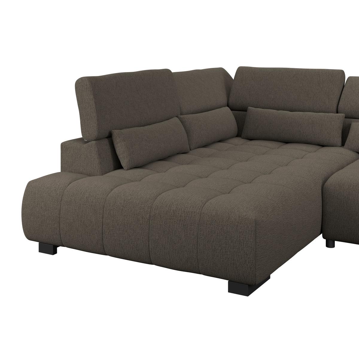Ecksofa Matera Dunkelbraun S: 226x311cm - Dunkelbraun/Schwarz, Trend, Textil (226/311cm)