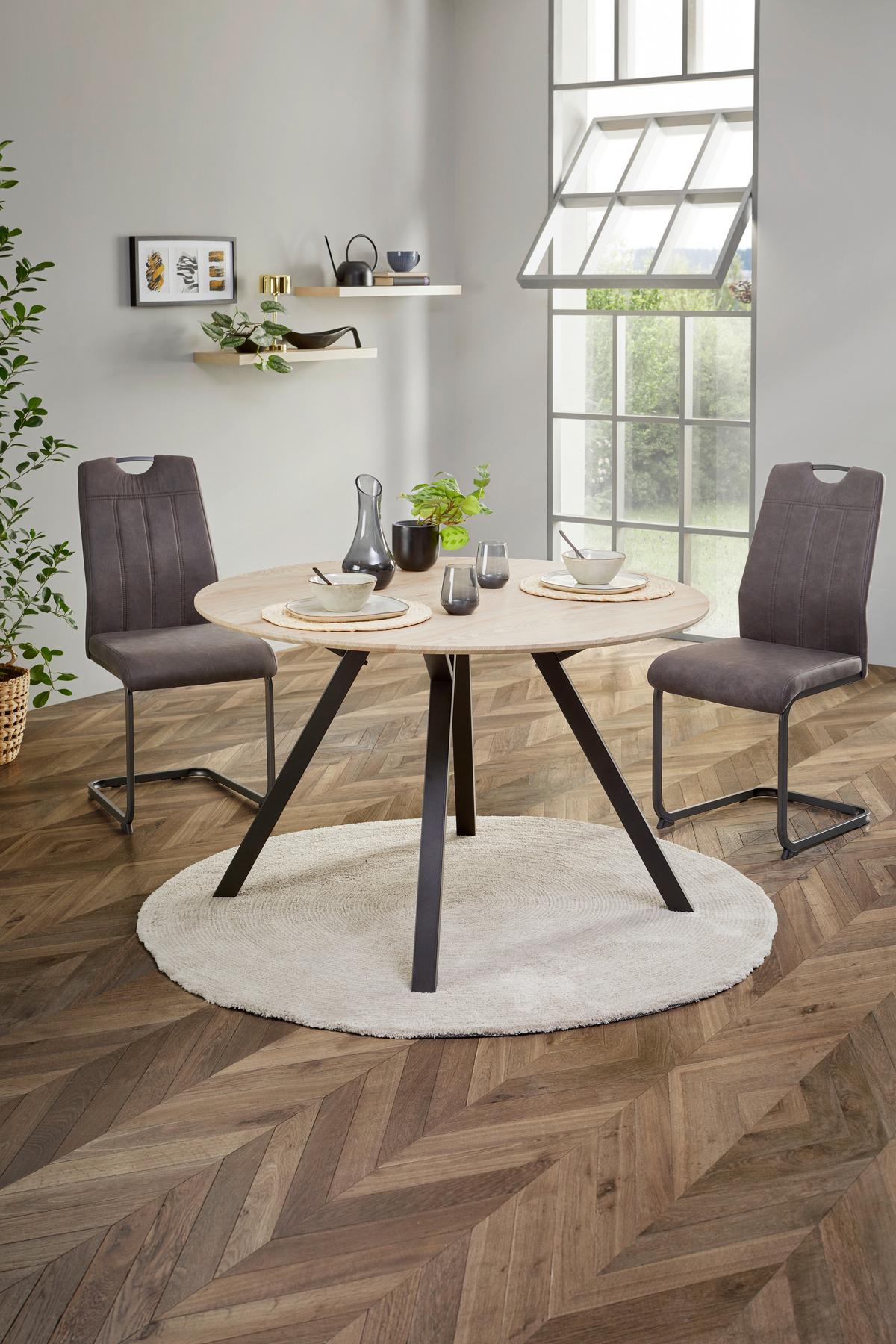 Esstisch Arno 120 Artisan Eiche Dekor, B:120cm - Schwarz/Eiche Artisan, MODERN, Holzwerkstoff/Metall (120/76/120cm)