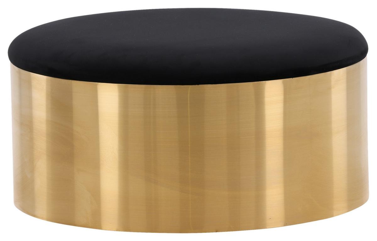 Hocker Puff - Goldfarben/Schwarz, Design, Textil/Metall (45/46/45cm) - Livetastic