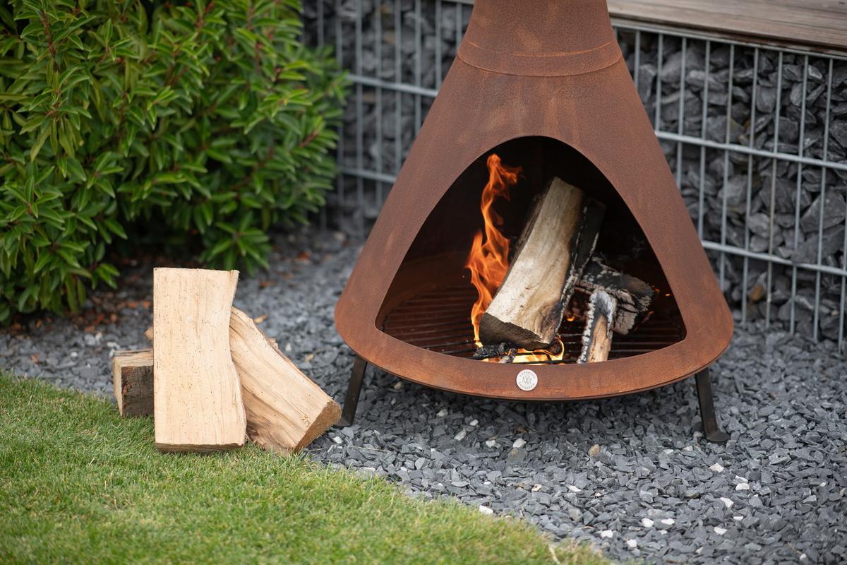 Grillschale Gartenkamin - Rot, KONVENTIONELL, Metall (70/70/160cm)