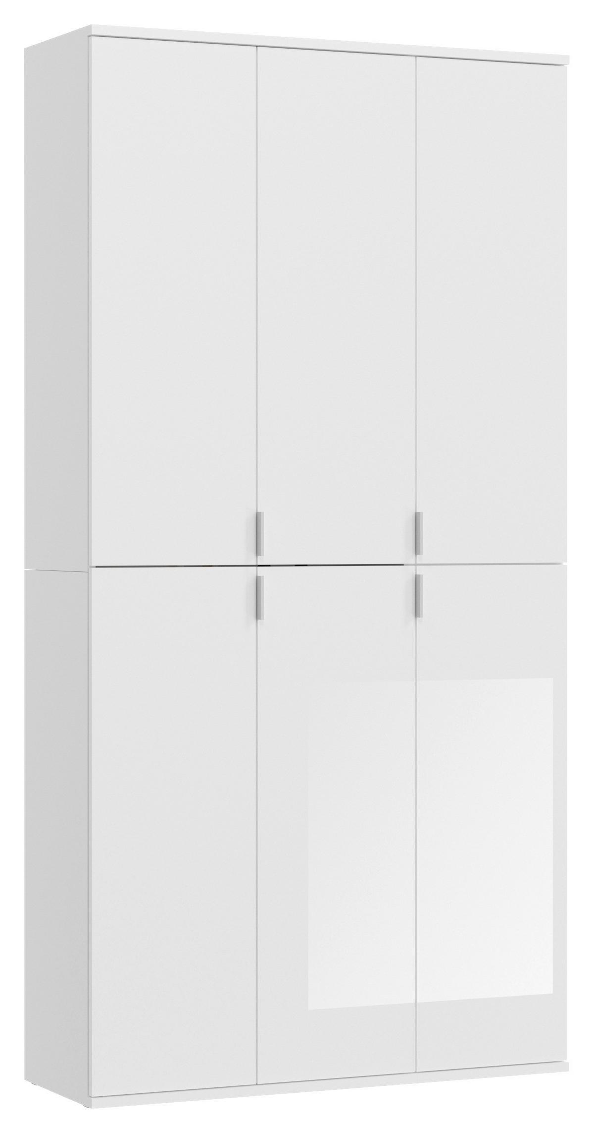 Drehtürenschrank 91 cm Projekt, Weiß Hochglanz - Weiß Hochglanz/Weiß, MODERN, Holzwerkstoff (91/193/34cm) - MID.YOU