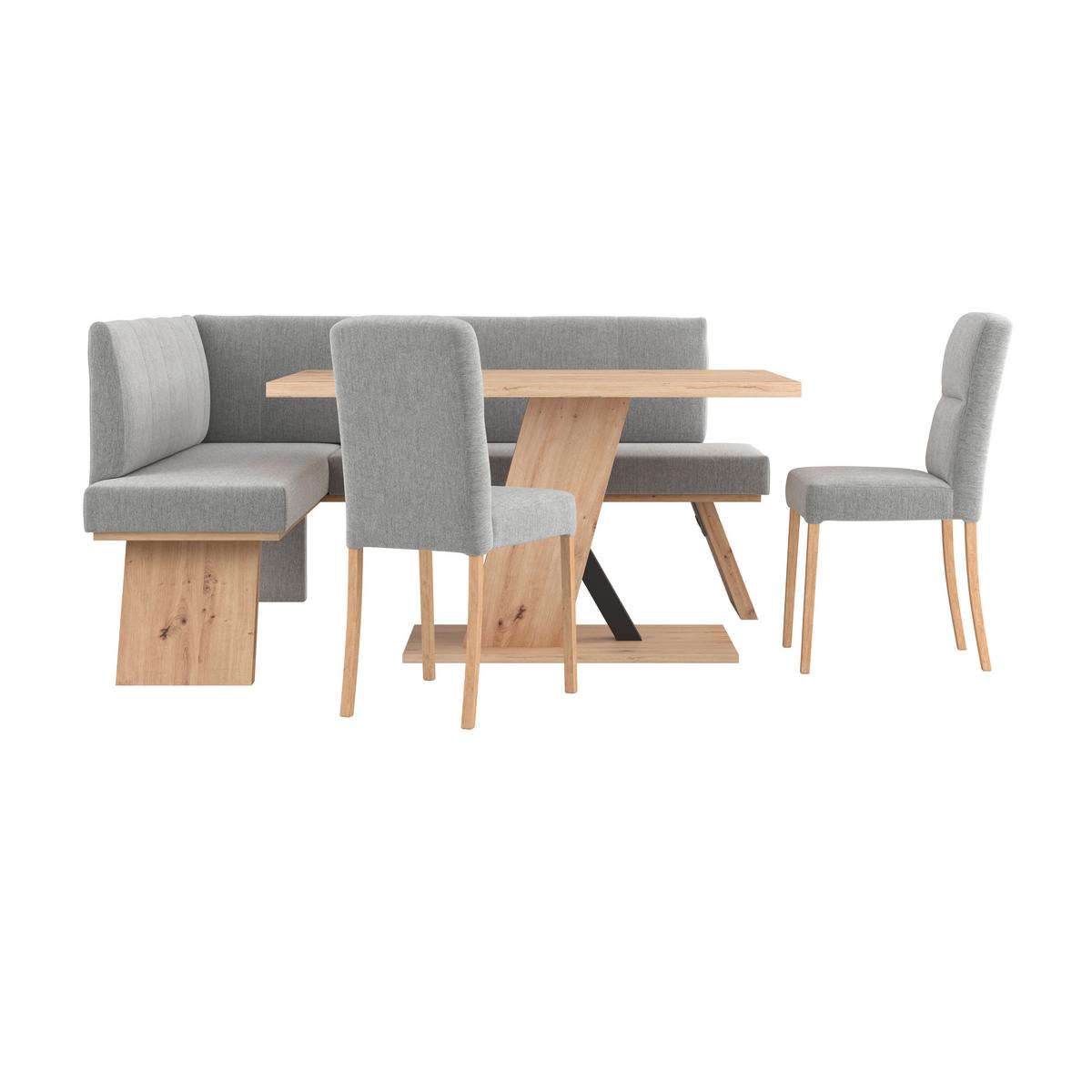 Eckbank Emma Ii - Eichefarben/Hellgrau, KONVENTIONELL, Holzwerkstoff/Textil (150/185cm)