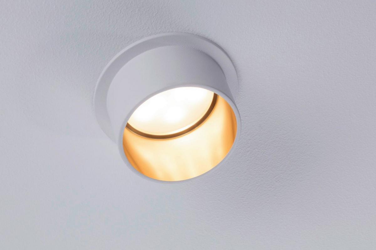 Deckenleuchte 3er-Set Ø 6,8 cm 3-Flammig, dimmbar - Goldfarben/Weiß, Basics, Metall (6,8/3,3cm) - Paulmann