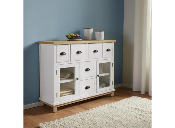 Komoda Nicolo - bílá/barvy dubu, Moderní, kov/dřevo (105/80/34cm) - Modern Living Komoda Nicolo - bílá/barvy dubu, Moderní, kov/dřevo (105/80/34cm) - Modern Living