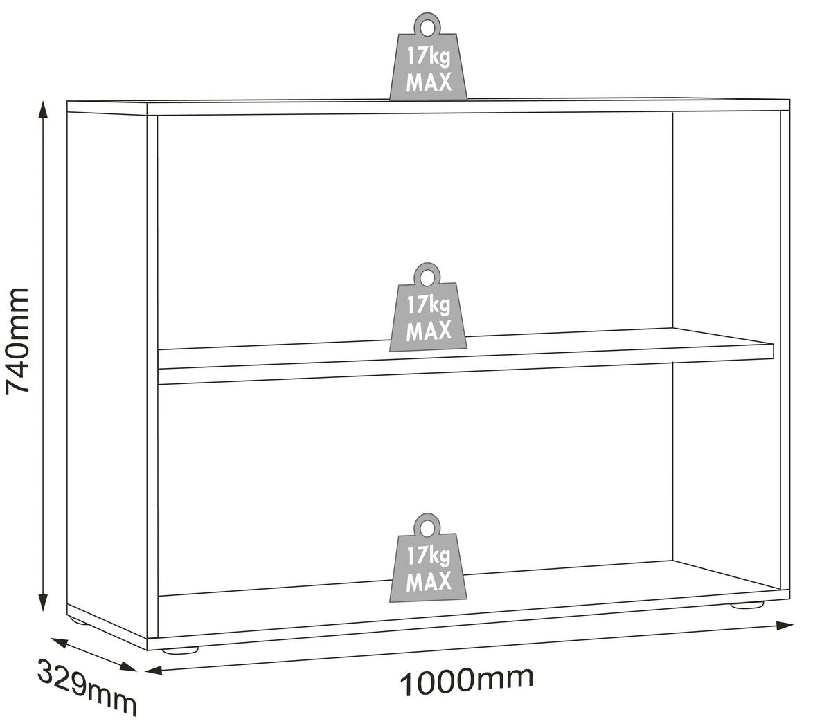 Regal Salia Anthrazit, Eiche B: 100 cm - Honigeiche/Anthrazit, Design, Holzwerkstoff (100/74/33cm) - MID.YOU