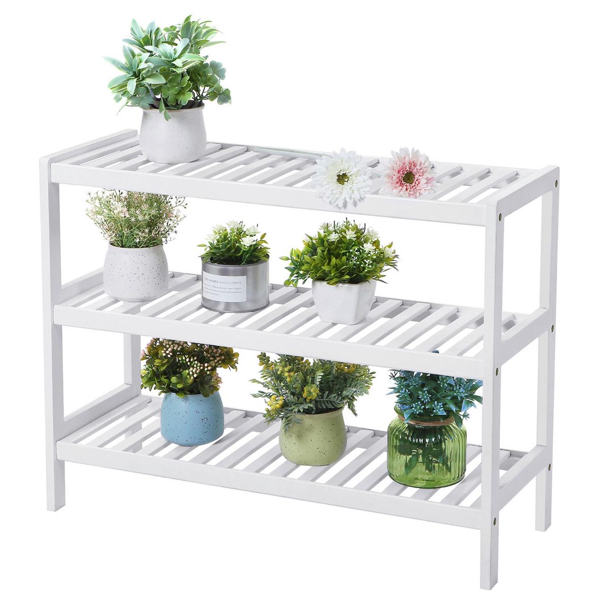 Regál na boty, bambus - bílá, Trend, dřevo (70/55/26cm) - Boxxx