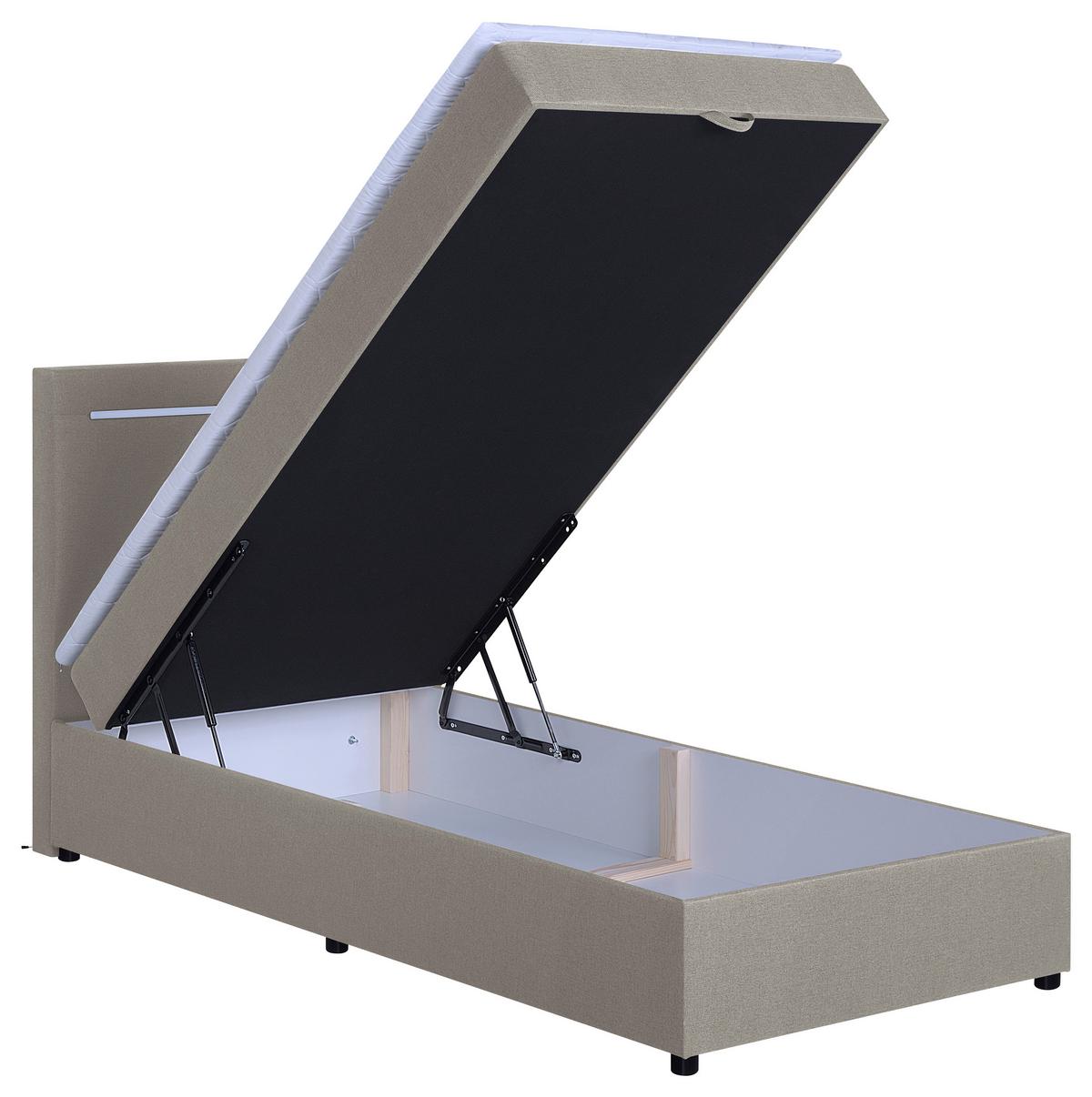 Boxbett Pisa 100 Led 100x200 Beige - Beige/Schwarz, MODERN, Holzwerkstoff/Textil (100/200cm) - MID.YOU