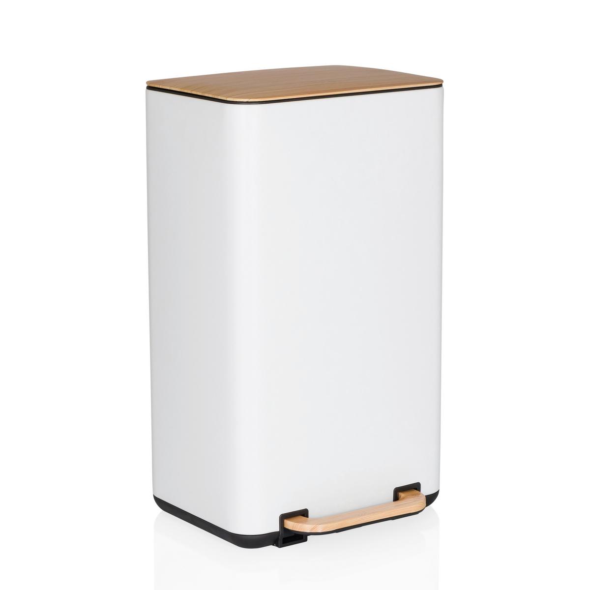 Abfall Clean Natura Creme Walnussfarben B: 31cm - Walnussfarben/Creme, MODERN, Kunststoff/Metall (31/62/36cm) - MID.YOU