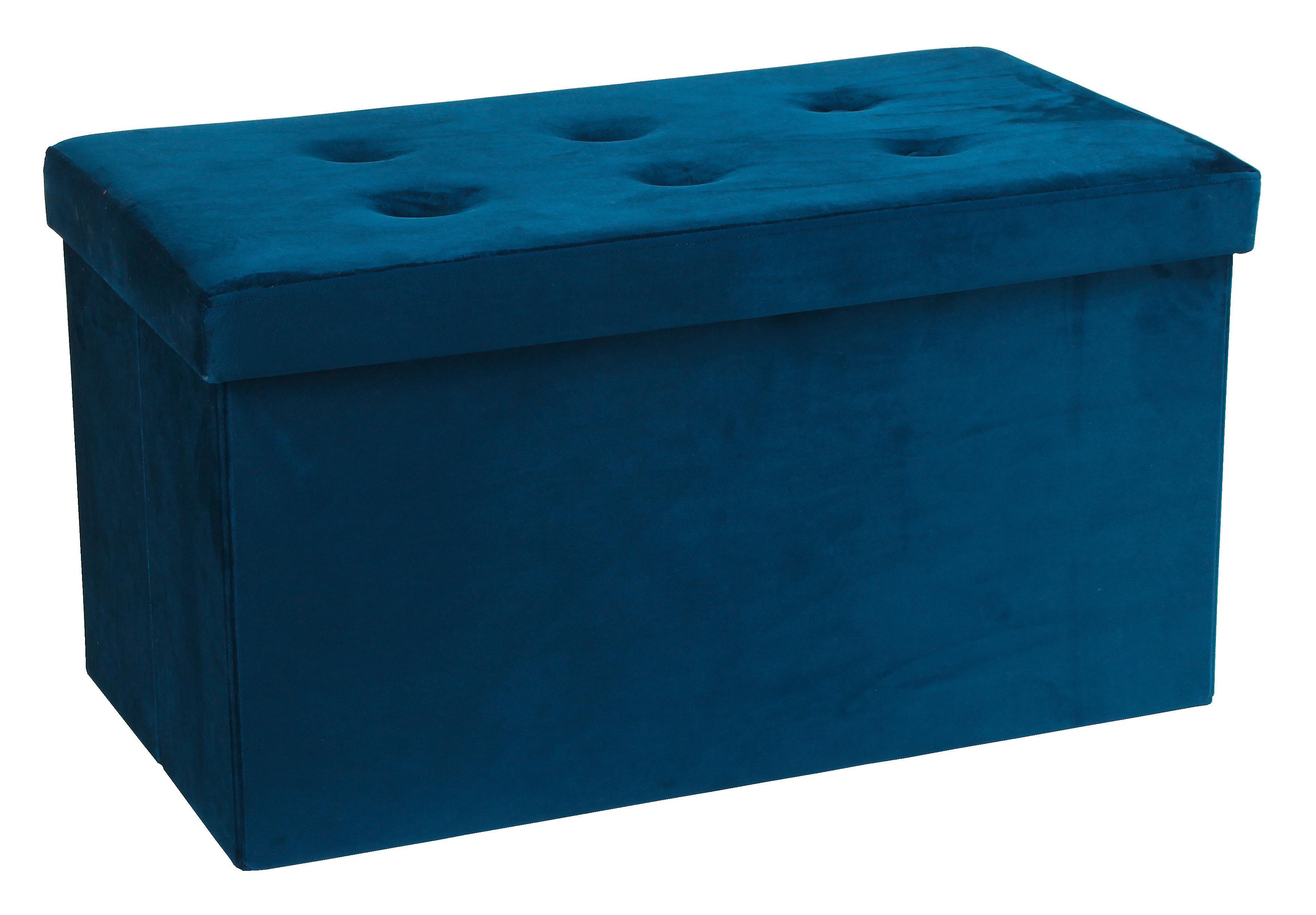 Garderobenbank Velvet B: 70 cm Gepolstert + Truhe Blau - Blau, MODERN, Textil (70/38/38cm) - MID.YOU