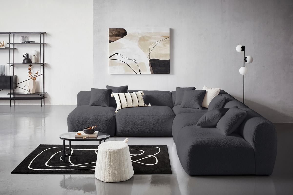 Modul Sofa Bloom B: 85 Cm Dunkelgrau - Dunkelgrau, Trend, Textil (85/70/122cm) - Livetastic