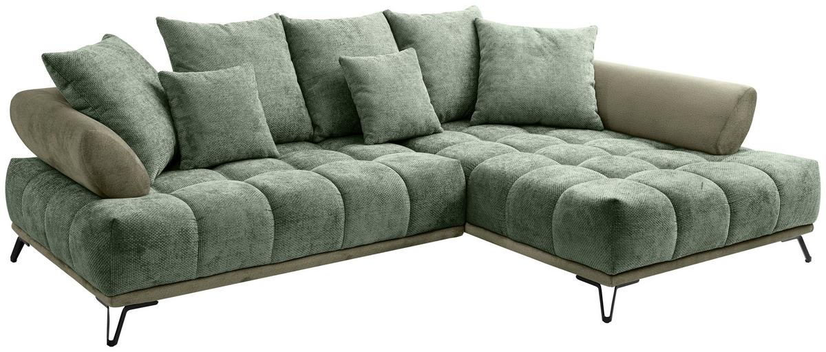 ECKSOFA LARGO N Grün S: 262x184 cm - Schwarz/Grün, MODERN, Textil (262/184cm) - MID.YOU