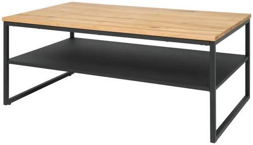 Couchtisch mit Ablage Vermont 2, Eiche Massiv/Schwarz - Schwarz/Naturfarben, MODERN, Holz/Holzwerkstoff (105/44/65cm)