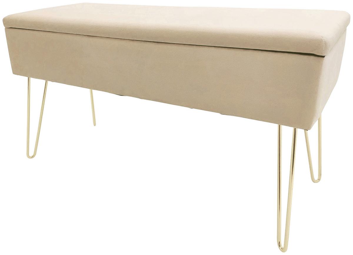 Hockerbank Scarlett Creme H: 42 cm mit Stauraum - Weiß, Design, Textil (75/42/30cm) - Echtwerk