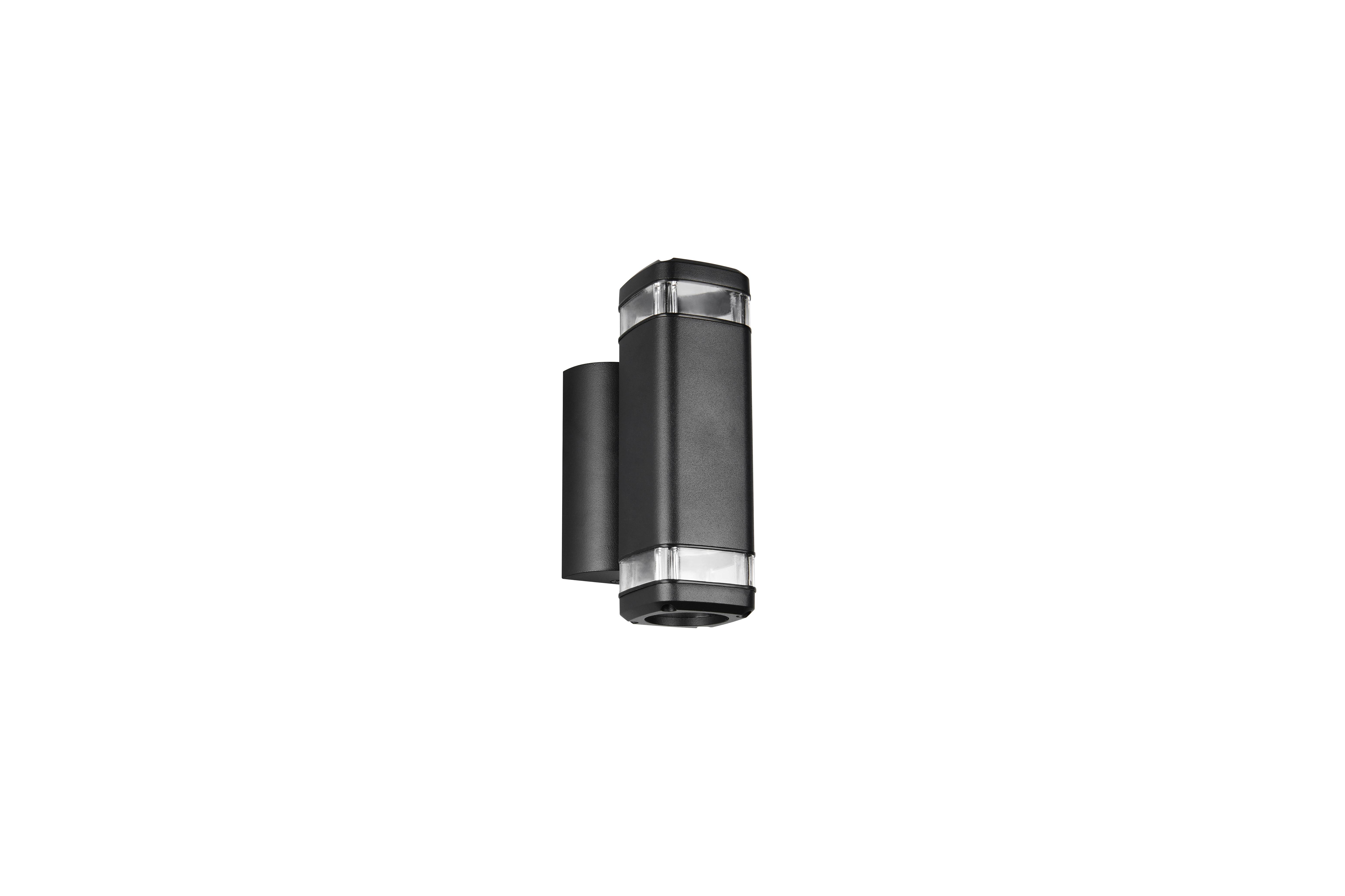 AUßENWANDLEUCHTE Outdoor, 2flg., Schwarz, - Schwarz, Design, Metall (7/13,5/21cm)