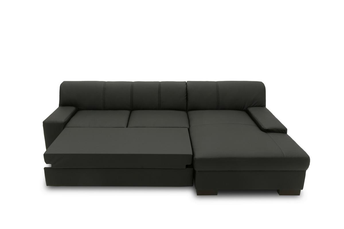 Ecksofa Mit Schlaffunktion Norma Schwarz Lederlook - Wengefarben/Schwarz, Design, Textil (268/153cm) - MID.YOU