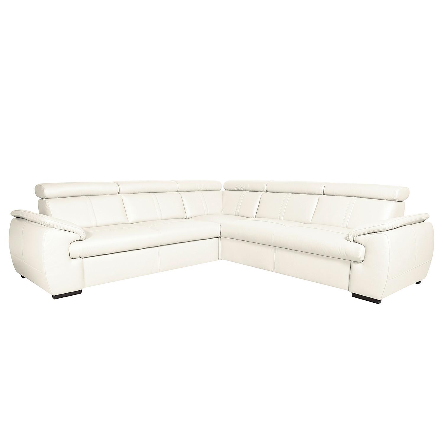 Ecksofa City Weiß B: 265x265 Cm - Wengefarben/Weiß, Design, Leder (265/265cm) - Livetastic