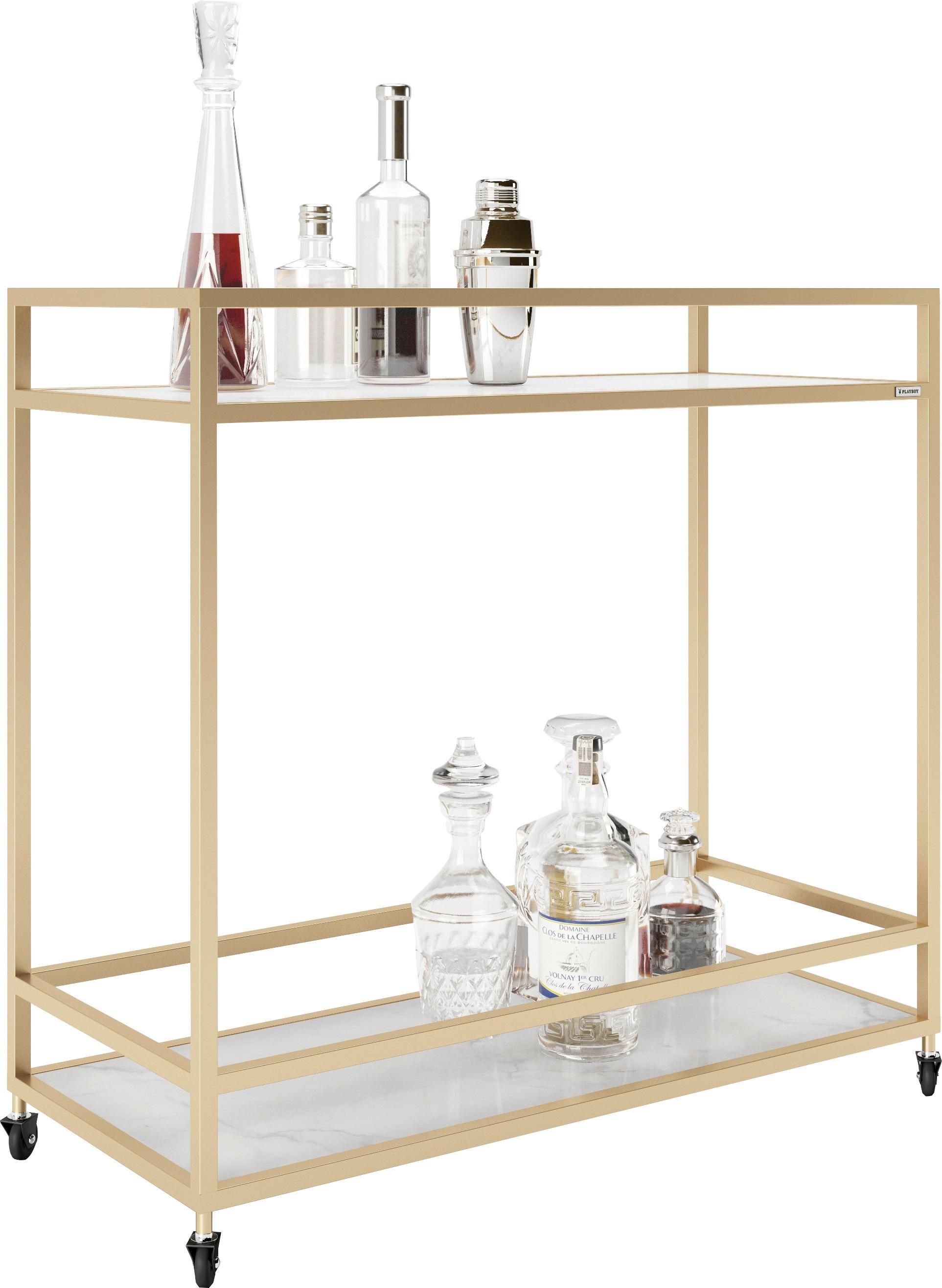 Servierwagen Glas/Metall Ginger Goldfarben - Goldfarben, Design, Glas/Metall (90/40/87cm) - Playboy