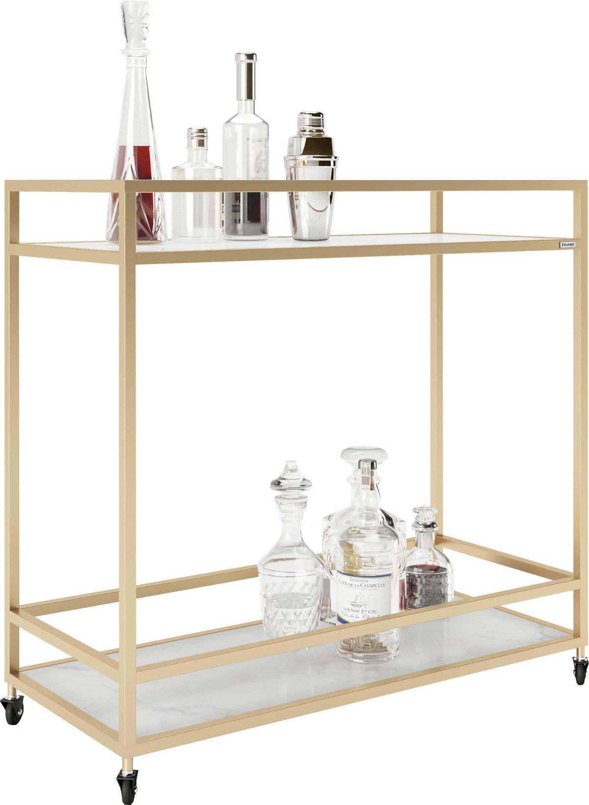 Servierwagen Glas/Metall Ginger Goldfarben - Goldfarben, Design, Glas/Metall (90/40/87cm) - Playboy