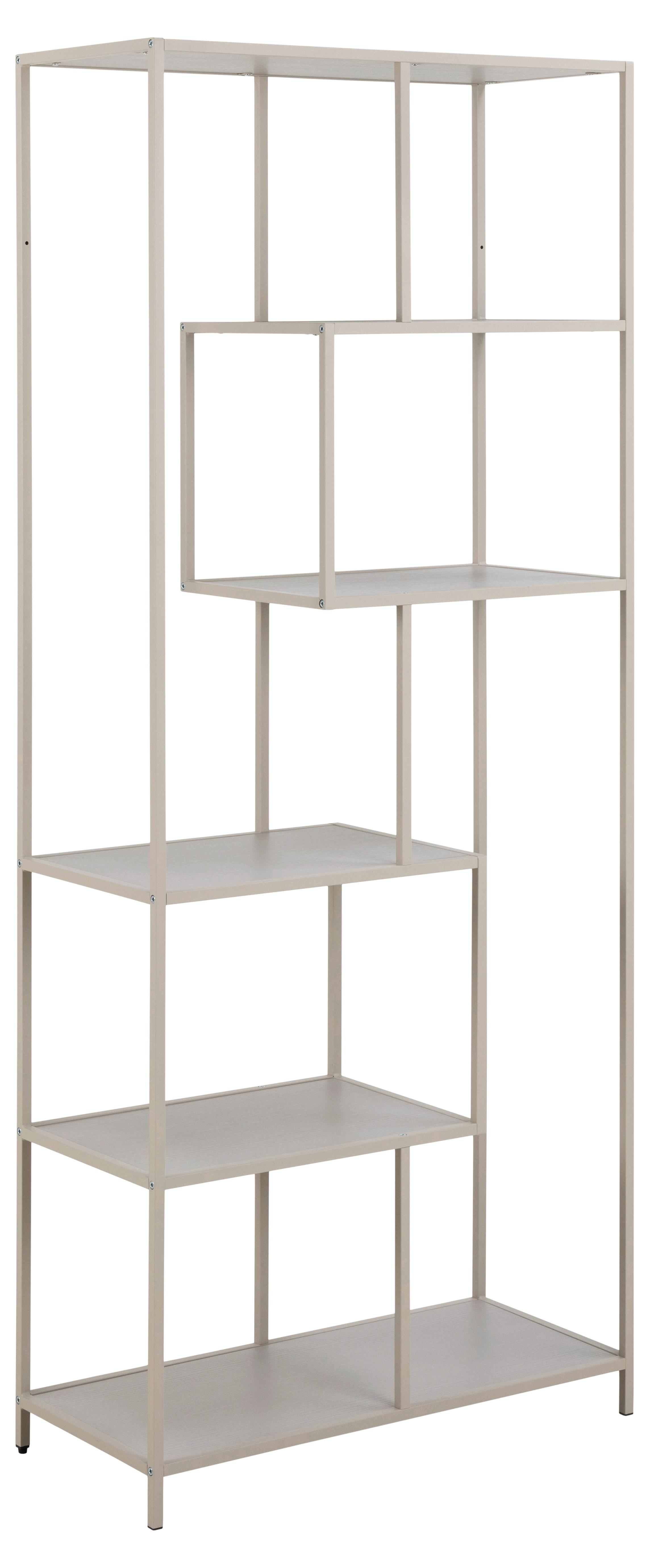 REGÁL SEAFORD - sivá, Design, kov/kompozitné drevo (77/185/35cm) - MID.YOU