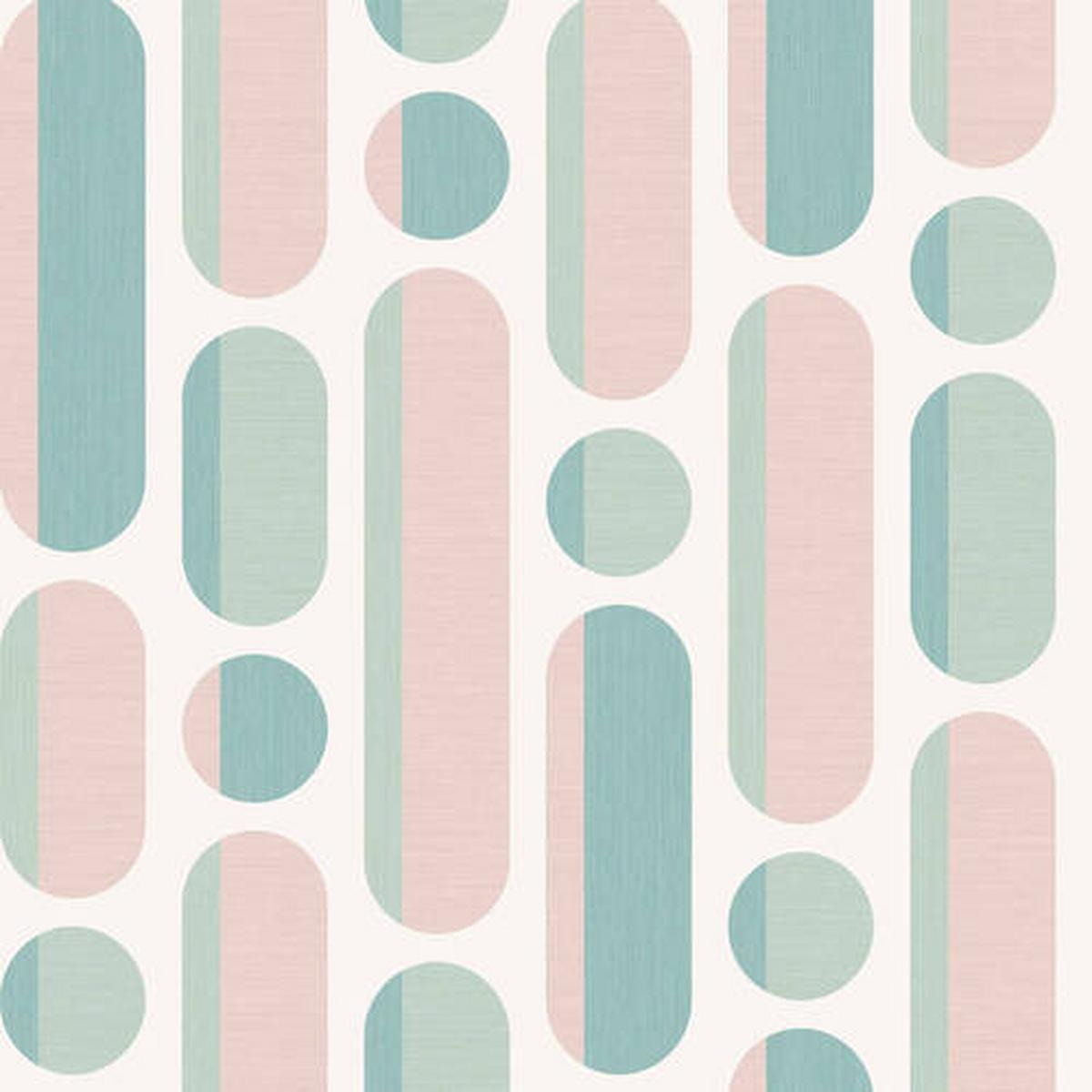 Vliestapete 118720 - Pink/Grün, Basics, Papier/Kunststoff (52/1000cm)