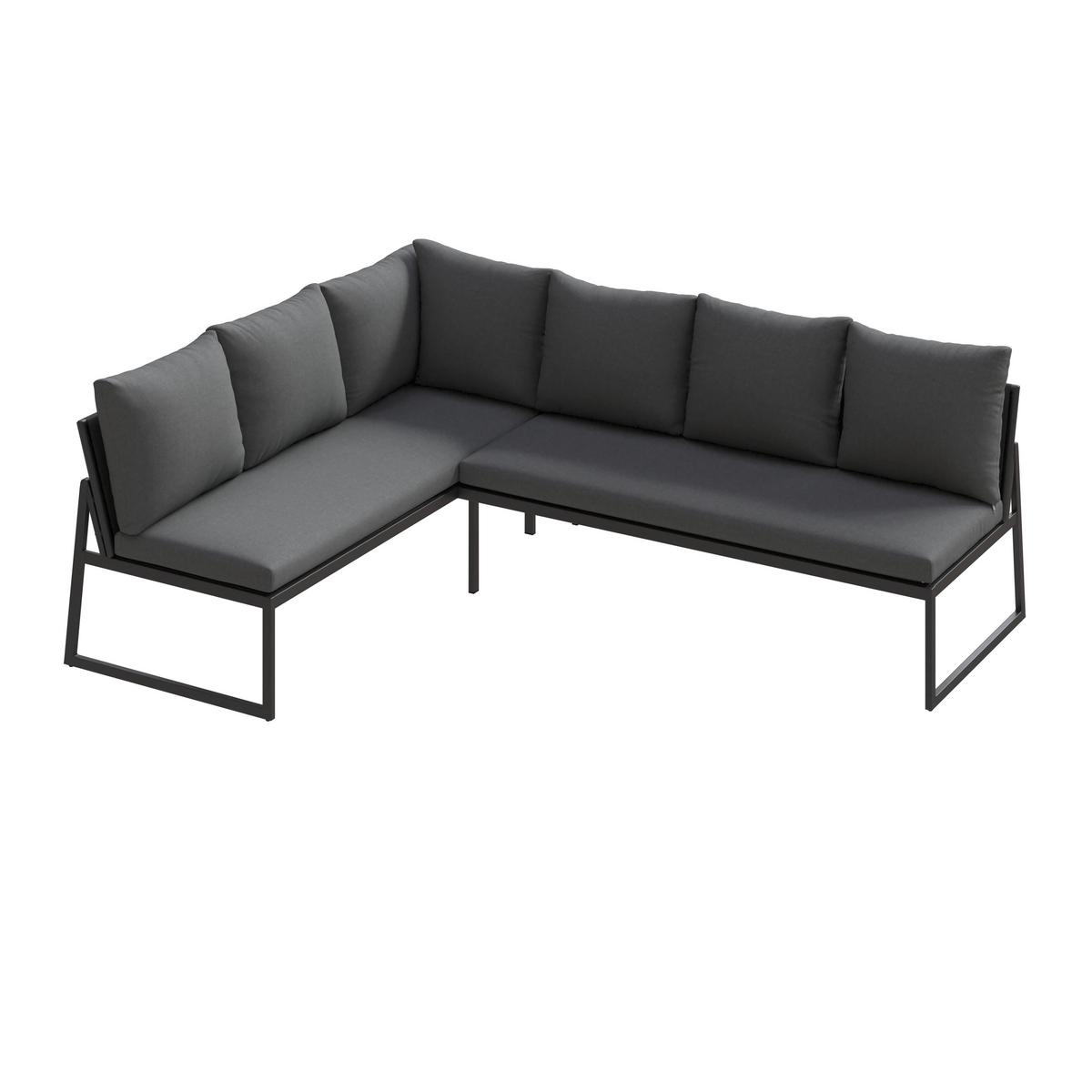 Loungegarnitur Kaunas - Dunkelgrau/Anthrazit, MODERN, Glas/Textil (183/241cm) - Beldano