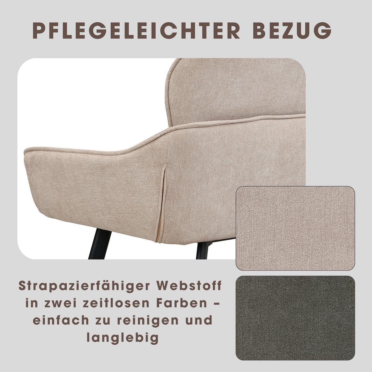 Sitzbank Rico - Taupe/Schwarz, MODERN, Textil/Metall (140/90/62cm) - MID.YOU