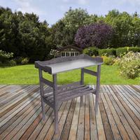 Pflanztisch Echtholz M. Ablage Lxbxh: 78x38x94 Cm - Anthrazit/Zinkfarben, KONVENTIONELL, Holz/Metall (78/94/38cm)