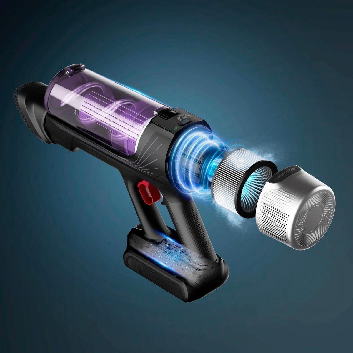 Akku-Bodenstaubsauger Lila, 250w - Lila/Hellgrau, Basics, Kunststoff/Metall (24,8/23,4/112cm) - Rowenta