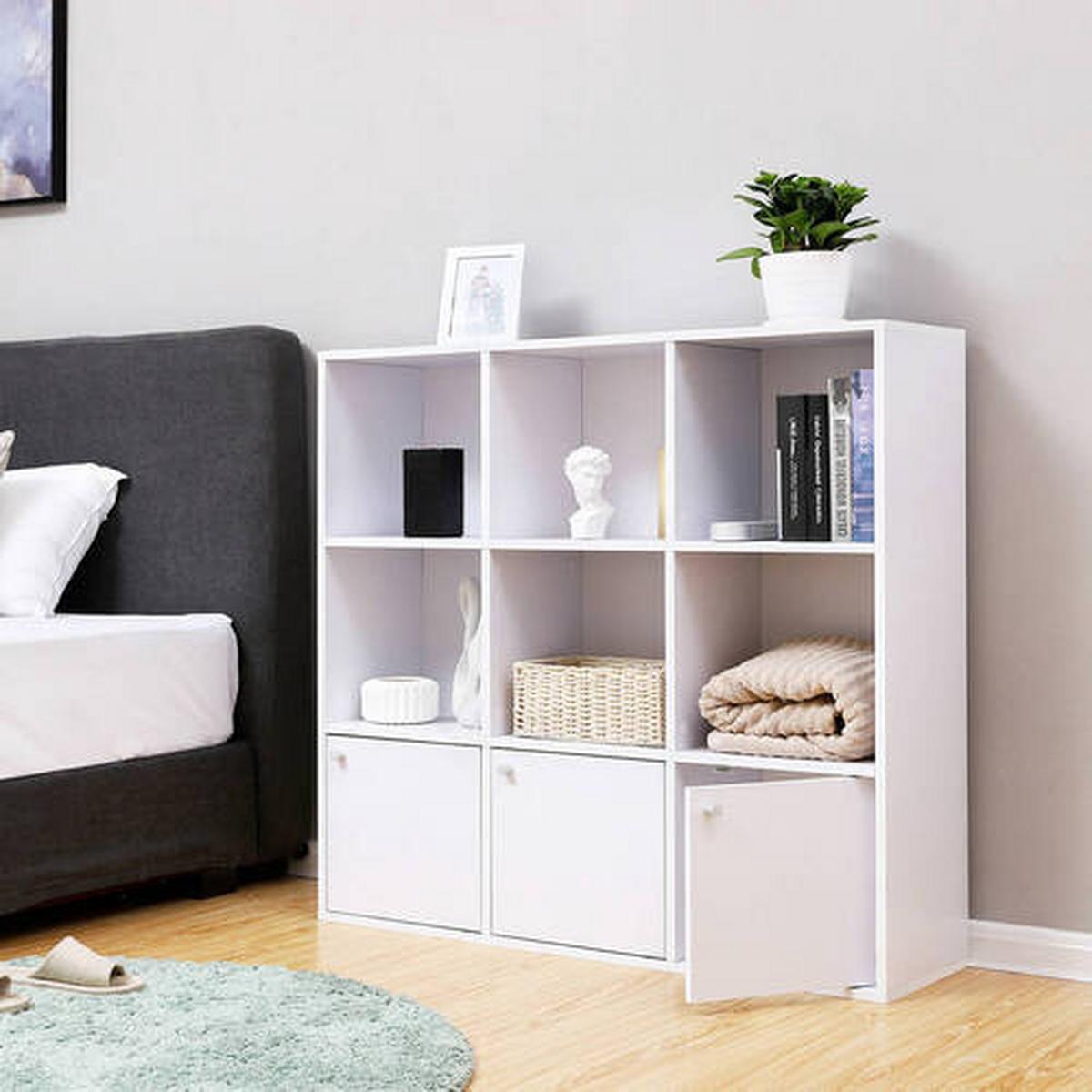 Bücherregal Mit 3 Türen B: 98 cm, Weiß - Weiß, Basics, Holzwerkstoff (98/98/30cm) - Boxxx