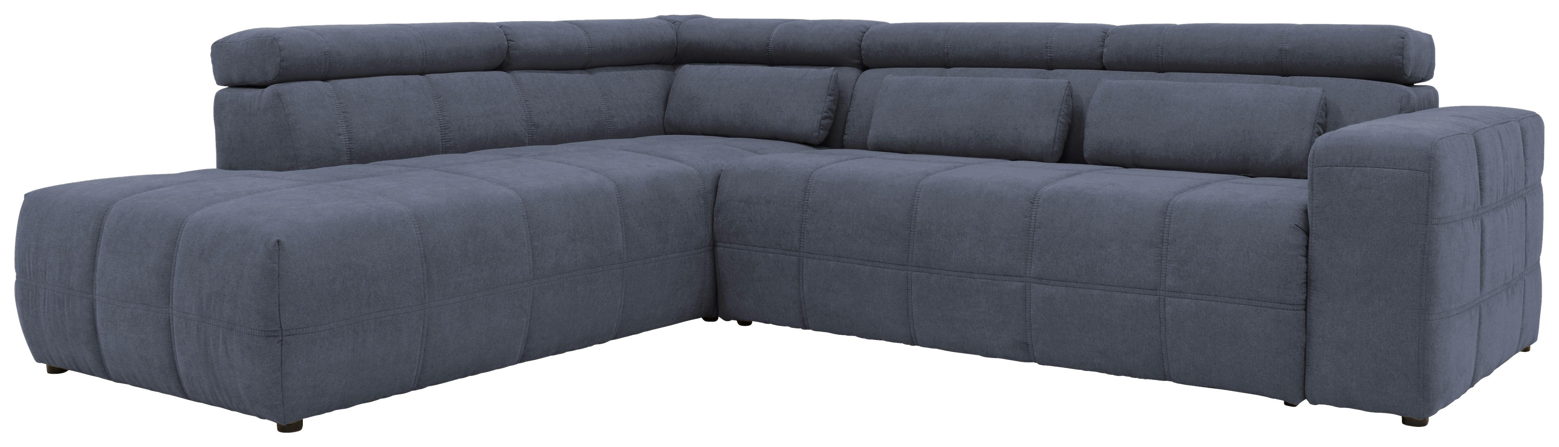 Ecksofa + Kopfteilverstellung Brandon Dunkelgrau Mikrofaser - Dunkelgrau/Schwarz, Design, Textil (228/275cm) - MID.YOU
