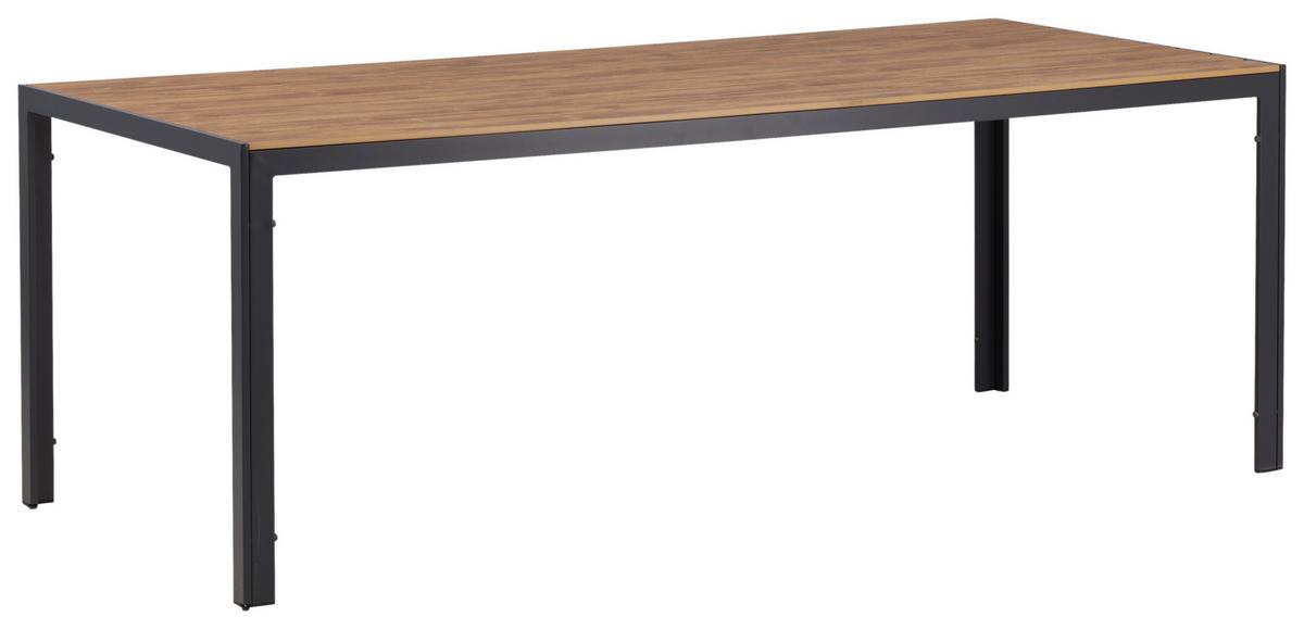 Gartentisch Break - Schwarz/Naturfarben, KONVENTIONELL, Holz/Metall (205/90/74cm) - Gardenson